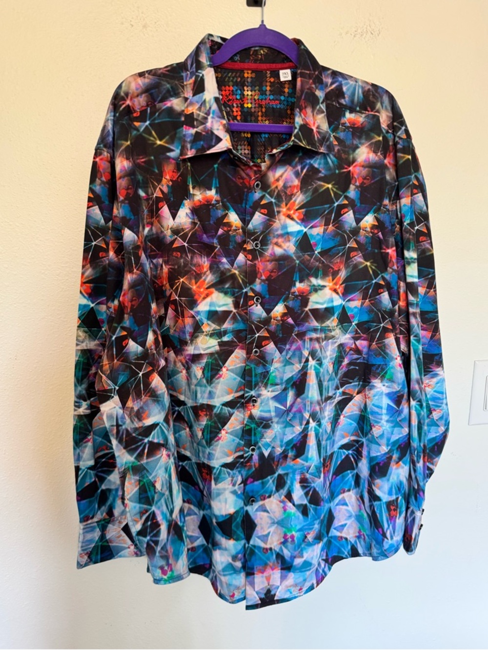 Robert Graham Mens Button Down Shirt Long Sleeve Prismatic Colorful Size 2X EUC